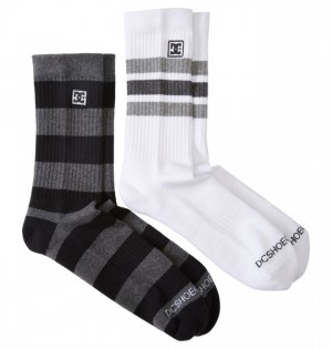 Ponozky DC Shoes Stripe 2-Pack Crew Panske Čierne | 954106ZIW