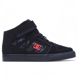 Pure DC Shoes HI High-Top Detske Čierne Červené Čierne | 645301SYQ