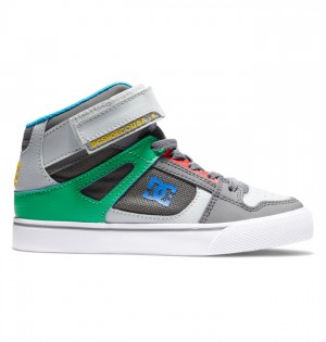 Pure DC Shoes High Elastic Cipkovane High-Top Detske Siva Zelene | 493068POB