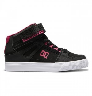 Pure DC Shoes High Elastic Cipkovane High-Top Detske Čierne Ruzove Čierne | 263475FLM