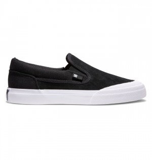 Skate Topanky DC Shoes Manual RT Slip-On Panske Čierne Čierne Biele | 190623QNS